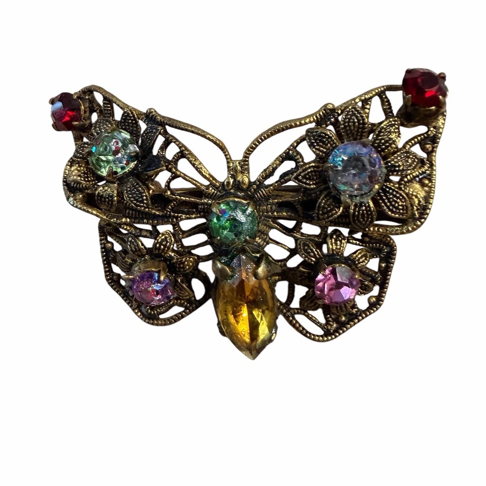 1930's Antique Filigree Butterfly Brooch Stamped
Made In Czechoslovakia